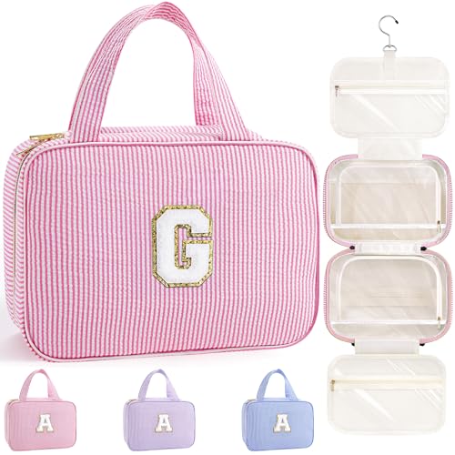 TOPEAST Personalized Hanging Travel Toiletry Bag - Pink G