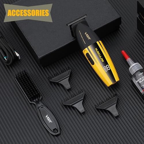 VGR 285T Small Hair Trimmer for Men, 9000RPM Professional Beard Trimmer for Men, Zero Gapped Ceramic & DLC T Blade Clippers for Hair Cutting, Cordless Hair Clippers Barber Kit with LED Display