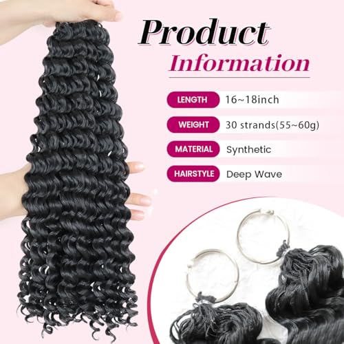 Natural Black Deep Wave Crochet Hair 18 Inch - 30 Strands Feather Synthetic