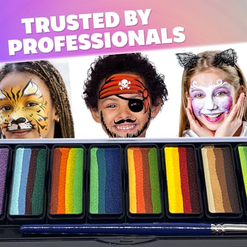 Kraze FX Peaks Face Paint Palette - 10 Metallic & Earth Tones for Festival Body Art, Travel Size