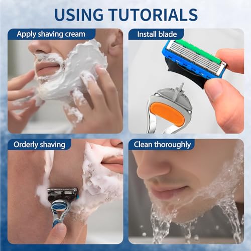 Replace Handle Compatible with Gillette Fusion5 Razors for Men, Comfort Glide Razor Handle Non-Slip Ergonomic Handles, Only The Handle(1 Pack Blue)