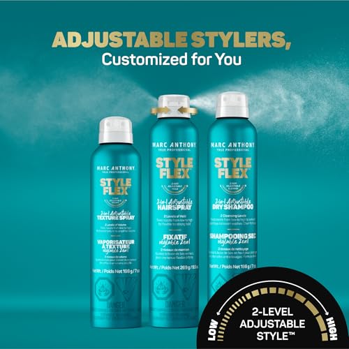 Marc Anthony Flexible to Extra Strong Hold Hair Spray, Style Flex 2-in-1 Adjustable Hairspray for Women & Men - Finishing & Styling Spray for Controlled & Well-Groomed Look - Flake-Free, 9.5 oz
