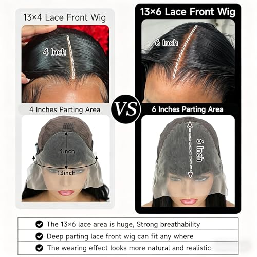 18 Inch Natural Black SIFULAN 13x6 HD Lace Front Wig with Baby Hair & 180% Density