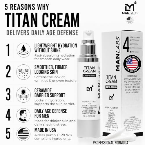 Man Labs Titan Men's Anti-Aging Face Cream with Ceramides & Vitamin C