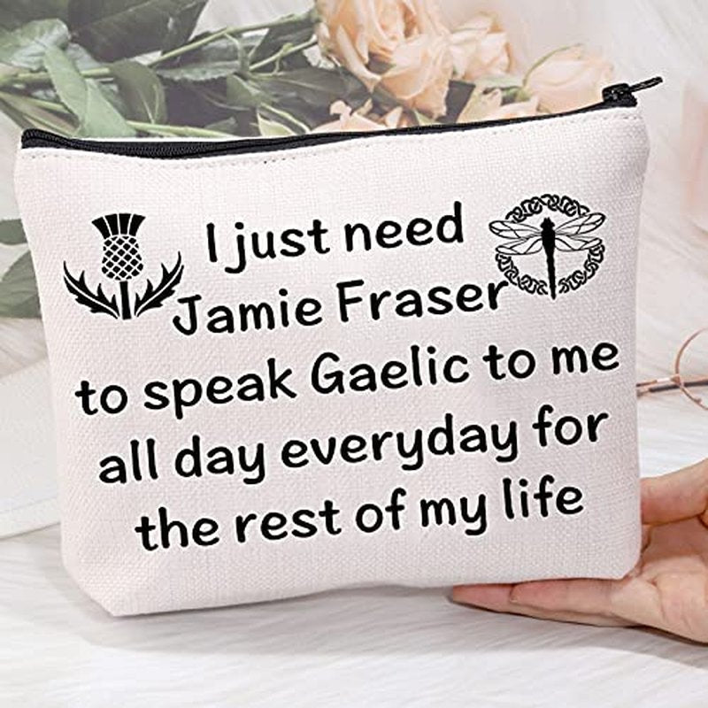 MEIKIUP SA Makeup Bag Scotland Thistle Cirsium Flower Gift I Just Need Jamie Fraser to Speak Gaelic Cosmetic Bag