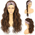 Brown Highlight Wavy Headband Wig 26 Inch Glueless for Women - Natural Look