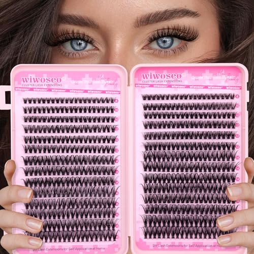 wiwoseo Wispy Lash Clusters Eyelash Extensions Natural Eyelash Clusters 560pcs Individual Lashes 40p+50p DIY Lash Extensions Cluster Lashes Natural Look Lashes Clusters for Beginners (8-18MM)