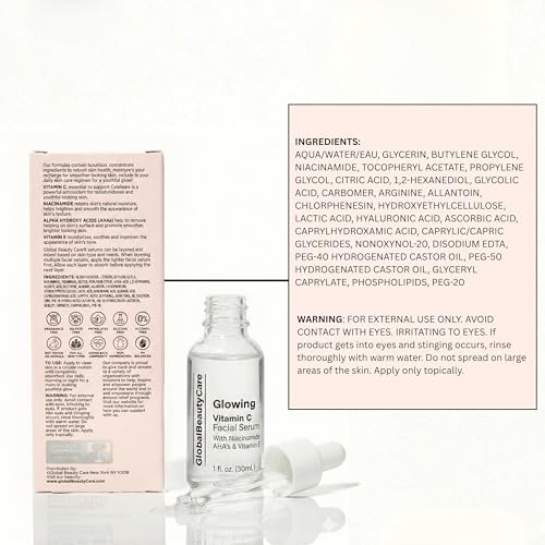 Global Beauty Care Vitamin C Facial Serum ? Niacinamide, AHA & Vitamin E, 3-Pack (3x 1 fl oz)
