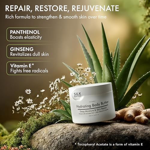 Hydrating Silk Peptide Body Butter - Non-Greasy Moisturizer for Dry Skin 200mL