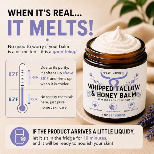 Lavender Beef Tallow & Honey Balm 4 oz — Wrath & Remedy Whipped Face & Body Moisturizer