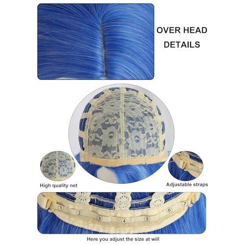 Blue Short Bob Wig for Women - Navy Blue Cosplay Wig with Adjustable Cap, Sad & Upset Style