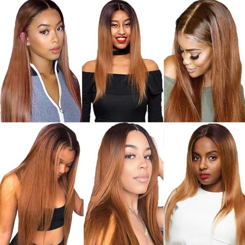 LOIUMGUU Brazilian Virgin Human Hair Bundles T4/30 Ombre Straight 12-16 Inch