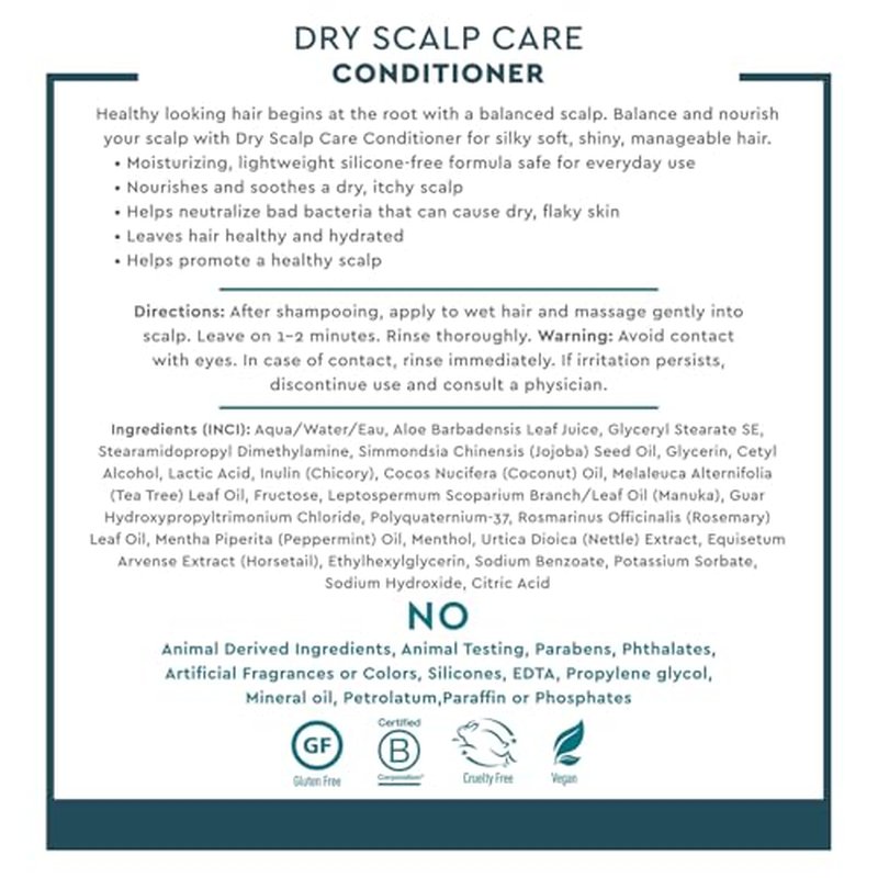 Desert Essence Dry Scalp Conditioner ? Tea Tree & Manuka Oil with Aloe & Peppermint ? Lightweight, Silicone-Free Formula for Dry, Itchy Scalp Relief ? Nourishes & Soothes for Soft, Shiny Hair ? 8 oz