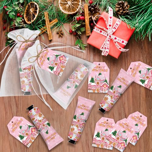 Gingerbread Man Hand Cream Set - Christmas Holiday Moisturizing Gift Bulk 50 Sets with Cards & Bags