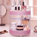 Honeydak 360 Rotating Perfume Organizer Rhinestone Bathroom Counter Organizer Makeup Holder with 2 Tiers Skincare and Perfume Storage, Vanity Storage for Cosmetic Countertop Decor (Pink)
