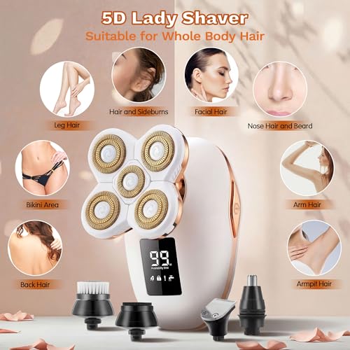 Women's 5-in-1 Electric Shaver Kit Wet & Dry Bikini Trimmer Facial Hair Removal
