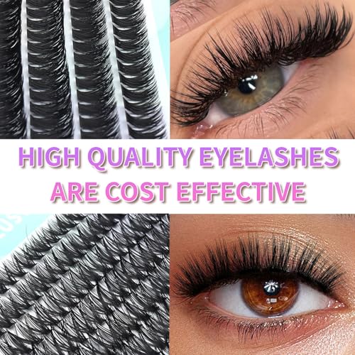 ALICROWN Brown Lash Clusters Cat Eye Cluster Eyelash Extensions Manga Eyelash Clusters Left & Right Natural Lash Extensions Spiky Cluster Lashes C Curly Fox Eye Individual Lashes Fairy Eyelashes