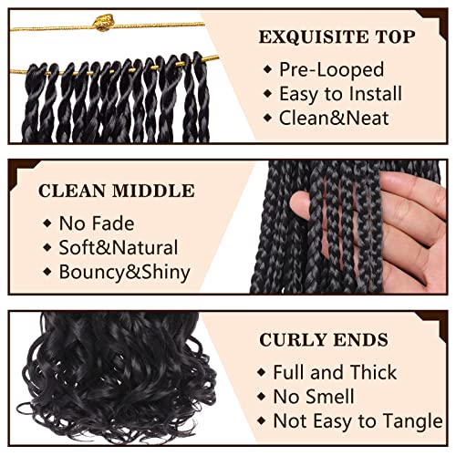 Pre-Looped Black French Curl Crochet Braids - 24 Inch, 9 Packs, Variation 1B#