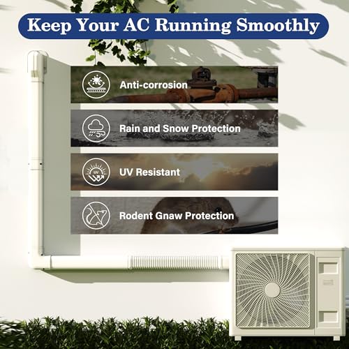 10ft Mini Split Line Set Cover PVC for AC & Heat Pump White