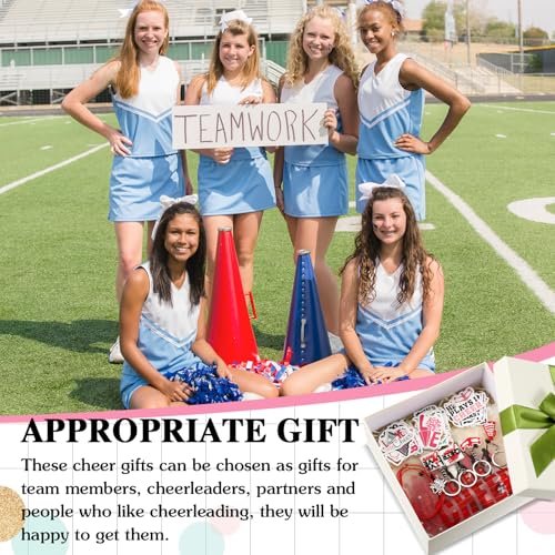 91 Pcs Gifts for Cheerleader Cheer Gifts Bulk Cheer Makeup Bag & Keychain & Bracelet & Waterproof Stickers for Women Girls Teammates Gift Team(Red)