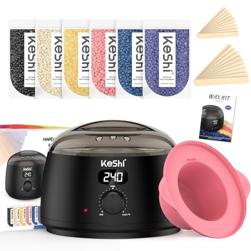 KeShi Waxing Kit Graphite - Digital Wax Warmer with Hard Wax Beads for Full Body & Sensitive Skin