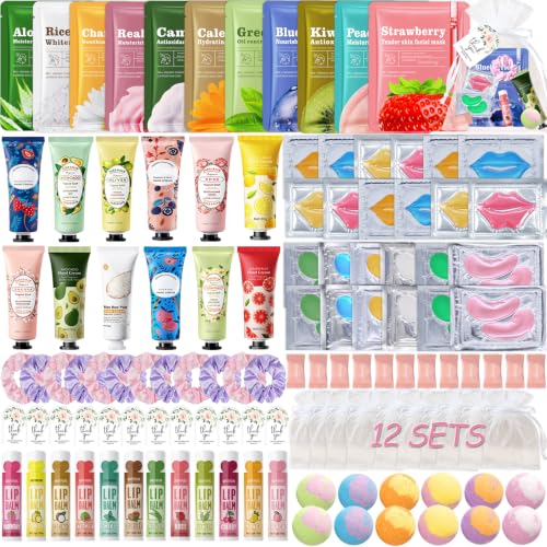 120 Pcs Spa Party Supplies Set for Women - Face Masks, Lip Balms, Gifts