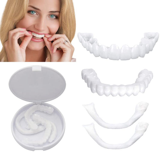 Denture Teeth Temporary Fake Teeth Snap On Top and Bottom for Men and Women, Fix Confident Smile
