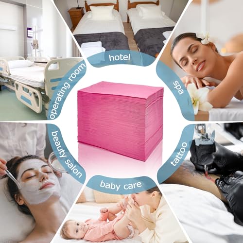 Pink Disposable Massage Table Sheets 31x71in Non-Woven Bed Cover for Spa & Salon