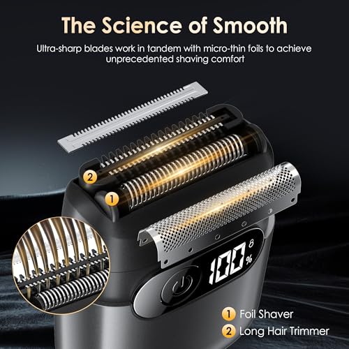 Sonatraxs Charcoal Black Electric Razor for Men, Foil Shaver & Beard Trimmer