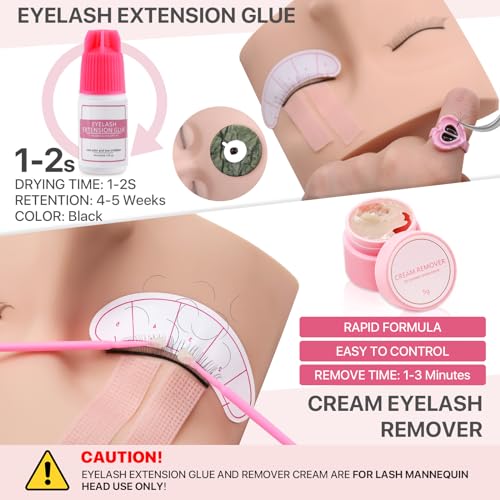 Pink Eyelash Extension Practice Kit for Beginners - Lash Training Set