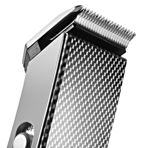 Precision Hair Trimmer & Body Groomer for Men- 4 Attachments, All-in-One Cordless Design, Steel Blades & Carbon Fiber Finish