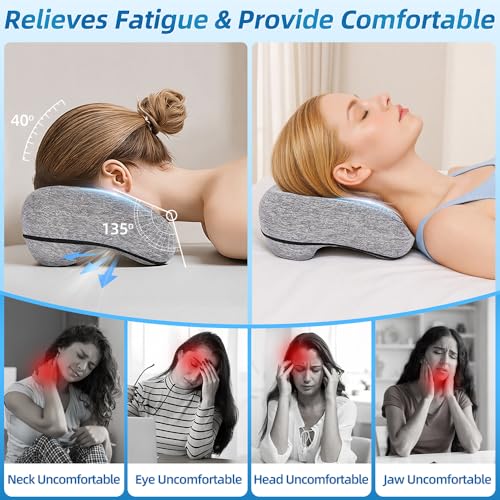 YOSHIKO Massage Table Face Down Pillows for Bed, Massage Headrest for Face Down Sleepers, Eye Surgery Recovery, Spa Pillow for Massage Table with Breathable Design, Removable Cover Grey