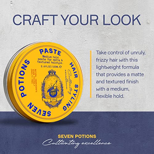 Men's Hair Styling Paste - Medium Flexible Hold, Matte Finish, Water-Based, Vegan & Cruelty-Free - 3.4 fl oz