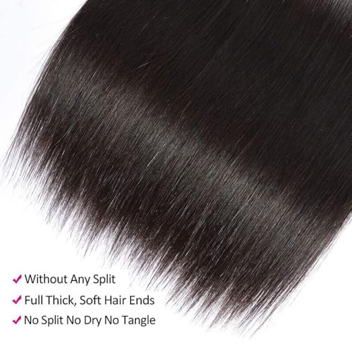 16 Inch Brazilian Straight Human Hair Bundles - Natural Black, 10A Virgin, Single Pack