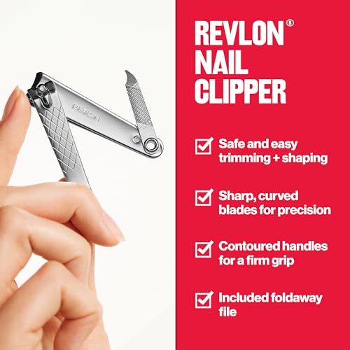 Revlon Mini Nail Clipper, Nail Care Tools, Curved Blade for Trimming & Grooming, Easy to Use (Pack of 2)