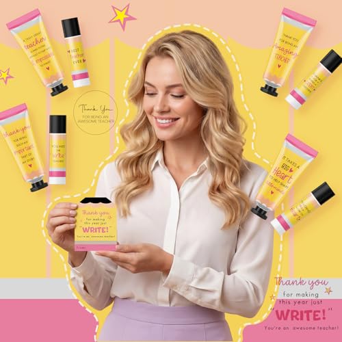 36-Piece Teacher Appreciation Gifts Set for Women - Hand Cream, Lip Balm & Thank You Cards - Variation of THIS listing