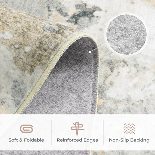 Carpelux 9x12 Rectangular Washable Area Rug in Brown/Grey – Large Non-Slip Living Room Carpet