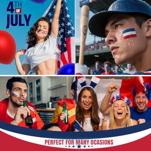 5PCS Red White Blue Face Paint Sticks,USA Flag colors Patriotic face body paint makeup for 4th of July Independence Day£¬sweefproof eye black stick for Baseball Game,Sports Fans