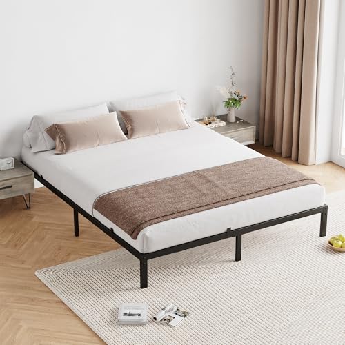 Queen Bed Frame with Under-Bed Storage - 10 Inch, Black, Sturdy & Modern