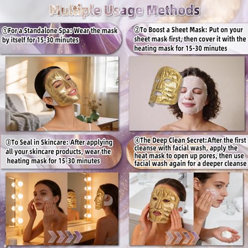 Full Face Steam Mask, Disposable Self-Heating Facial Warm Compress, Gentle Cotton Mask for Deep Pore Cleansing & Skincare Absorption, Portable for Travel, Gifts for Women (10 Pack)