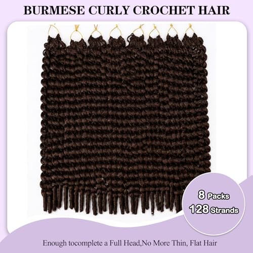 TZNHULN Burmese Curly Crochet Hair 18 Inch 128 Strands Knotless Pre-Looped Spiral Ends - Style 4#