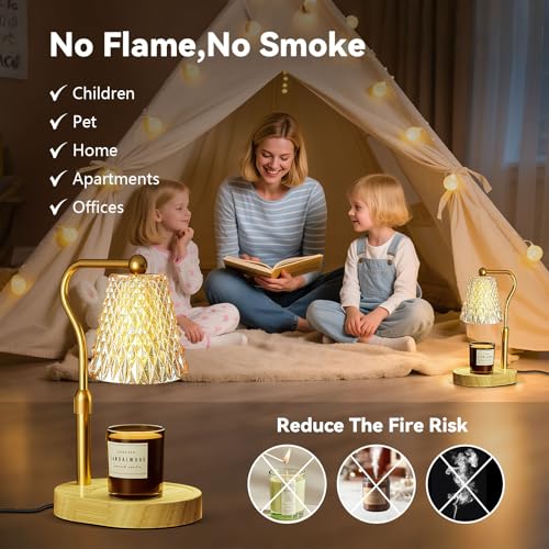 Amber-Gold Candle Warmer Lamp with Timer & Dimmer – Adjustable Wax Melter for Jar Candles, Safe Home Decor Gift