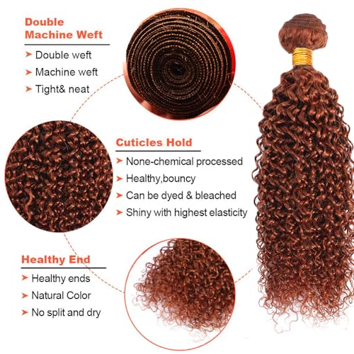 300g Reddish Brown Human Hair Bundle #33 Kinky Curly 12-16 Inch