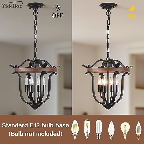 Brown 4-Light Farmhouse Chandeliers Vintage Cage Ceiling Light Fixture