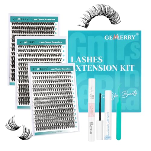 GEMERRY Lash Clusters Kit 30D 40D 50D Mix 10-18mm DIY Eyelash Extension Set with Bond, Tweezers & Remover