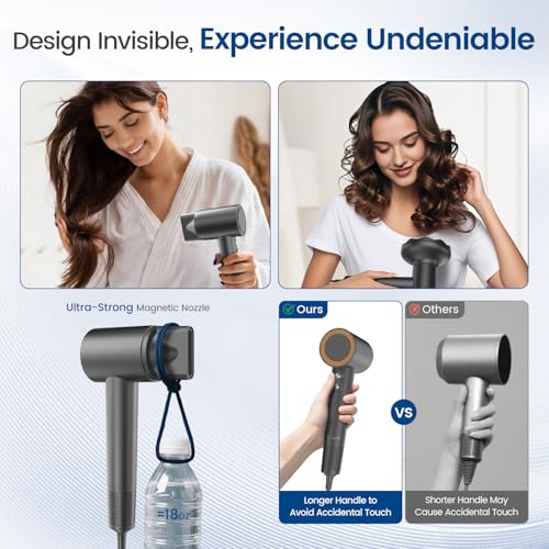 High-Speed 180,000 RPM Hair Dryer with Diffuser - Deep Black