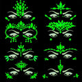 8Sets Noctilucent Face Gems Body Stickers Glow in the Dark Luminous Face Jewels fluorescent face tattoo crystals rhinestone sticker body jewelry for Halloween