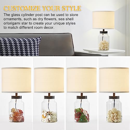 GyroVu Fillable Bedside Table Lamp - Clear Glass, White, with LED Bulbs