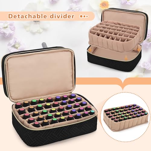 BAFASO Essential Oil Storage Case Holds 40 Bottles (5ml-30ml), Essential Oil Organizer with Tool Storage Sections (Bag Only), Black