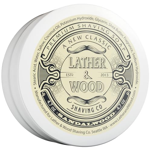 Sandalwood Shaving Soap - Dense Tallow Lather for Wet Shaving - 4.7oz